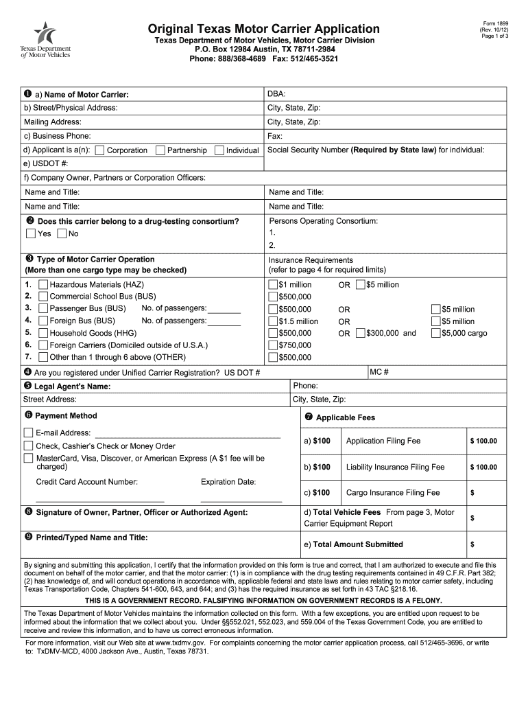  Txdmv Form1899 2015