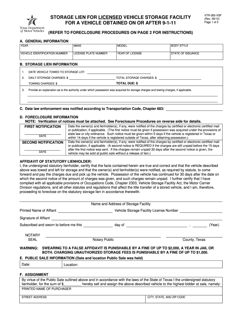  Vtr265vsf Form 2016-2024