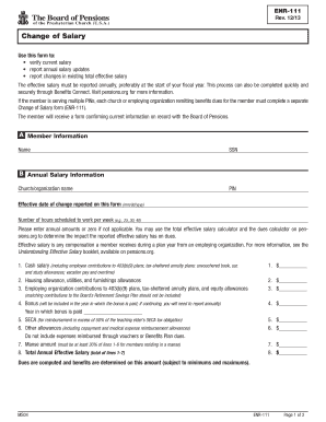 Change of Salary Form the Board of Pensions of the Presbyterian