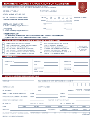 Northern Academy  Form