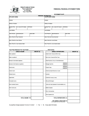 Personal Financial Statement Form