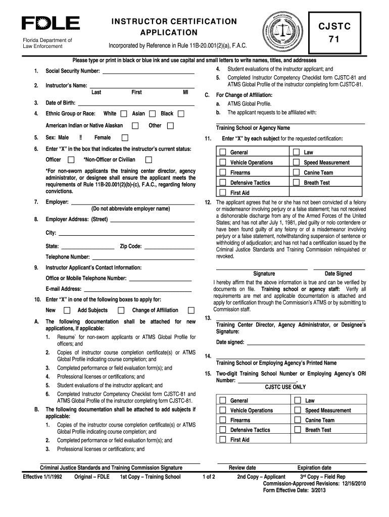  Fdle Cjstc 71 2010-2024