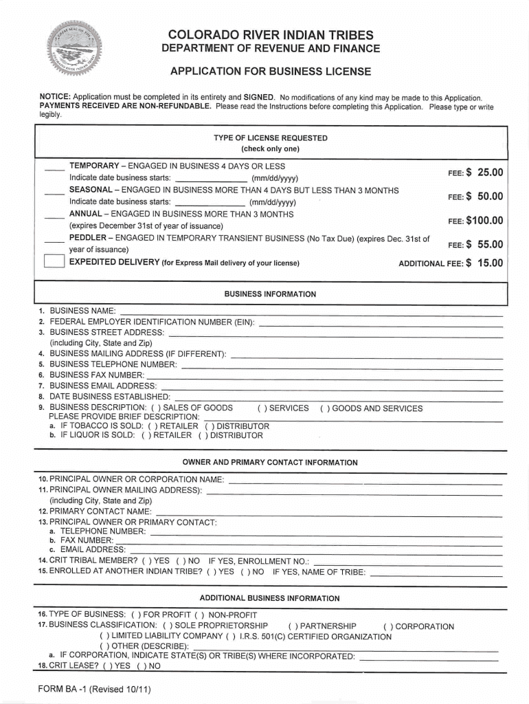  Business License Colorado 2011-2024