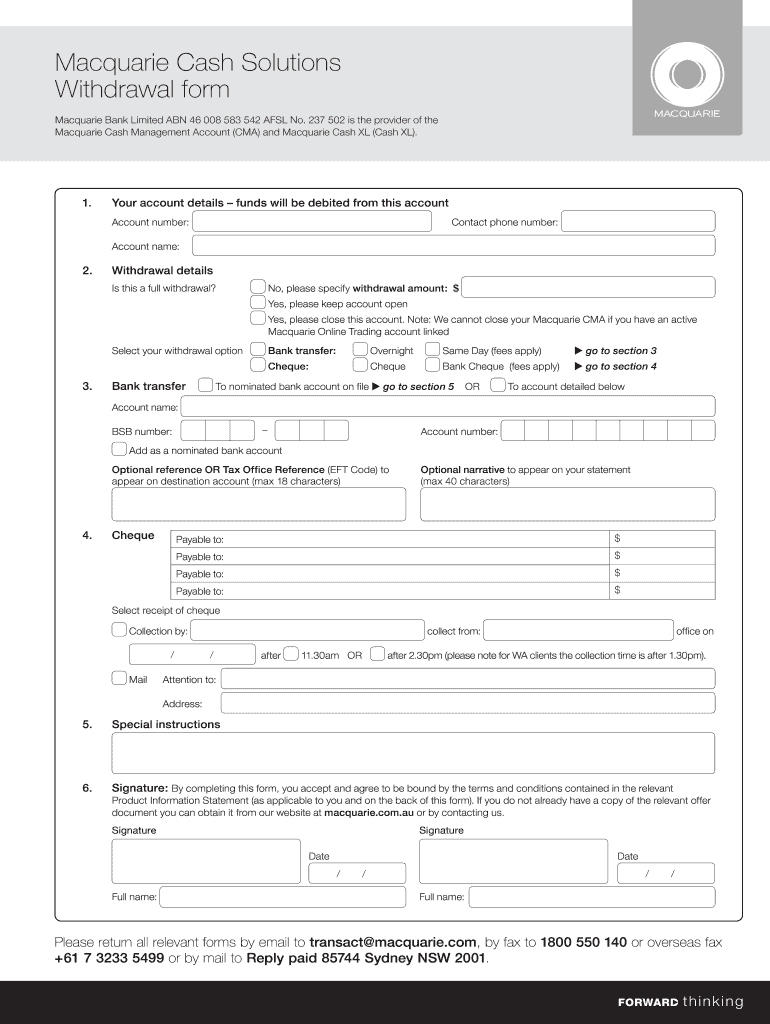  Macquarie Withdrawal Form 2013