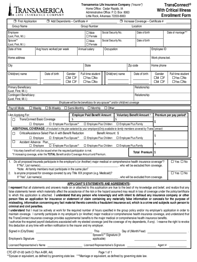 TransConnect Employee Enrollment Form InstantBenefits Net