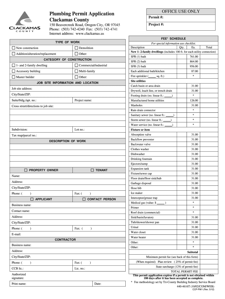 Permit Application Clackamas  Form