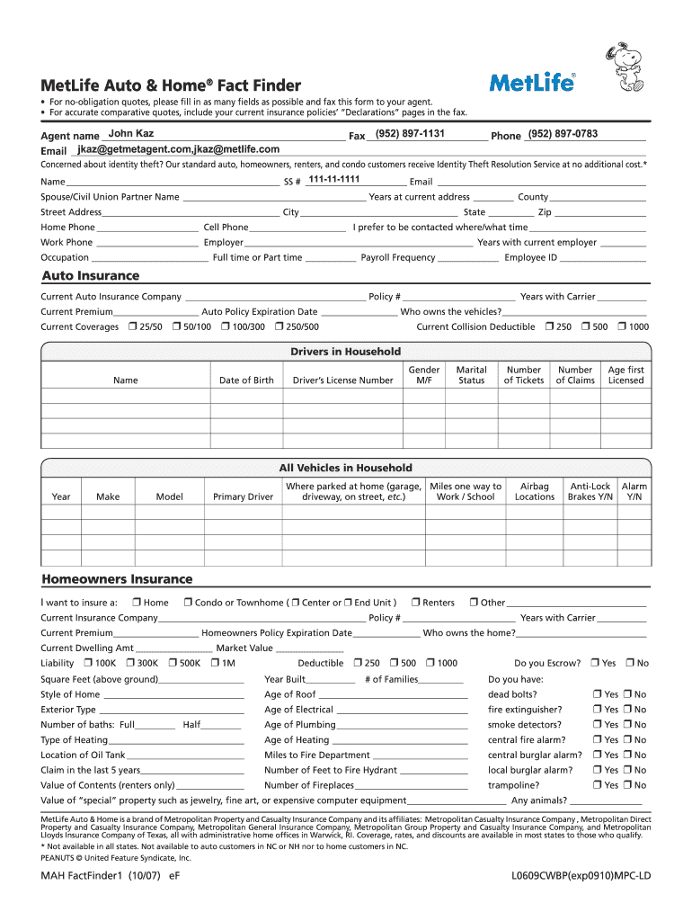 Endocrinologist Metlife  Form