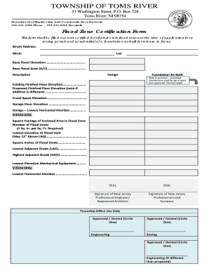 Flood Elevation Certificate Ocean County Nj  Form