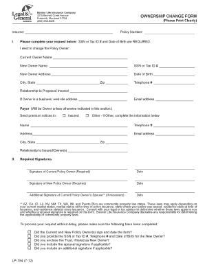  Banner Life Ownership Change Form PDF 2012-2024