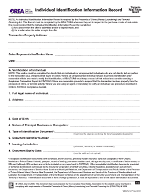 Individual Identification Information Record