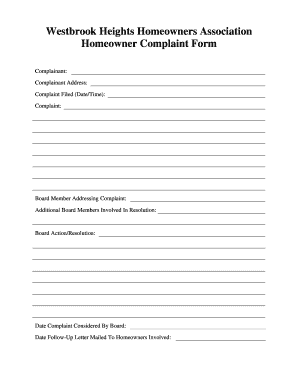 Hoa Complaint Form