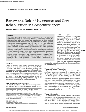 Review and Role of Plyometrics and Core Rehabilitation in Ucdenver  Form