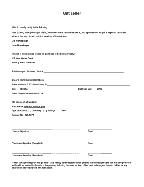 Mortgage Gift Letter PDF  Form
