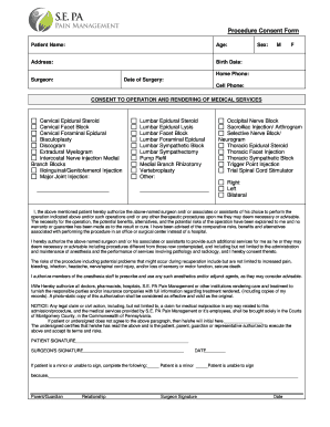 Procedure Consent Form SE PA Pain Management