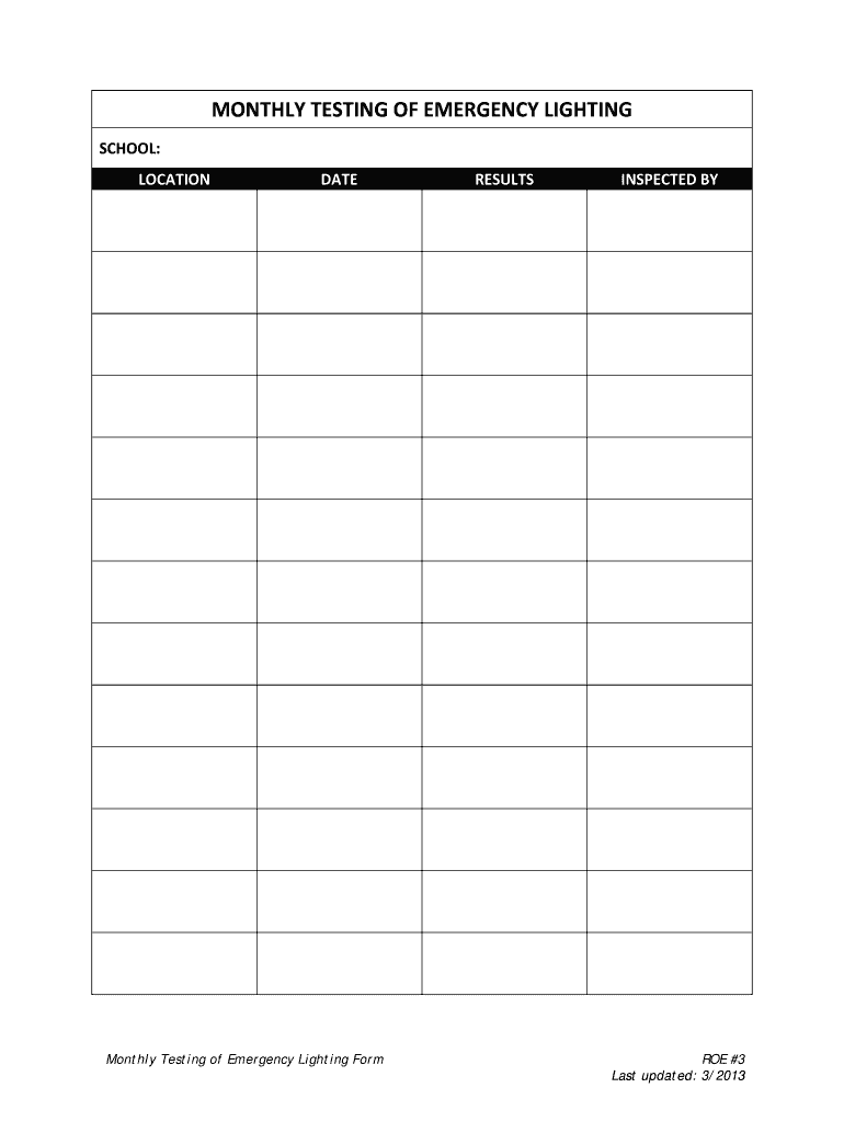  90 Minute Emergency Light Test Form 2013-2024