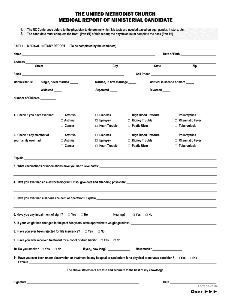 Medical Report NCCUMC Nccumc  Form