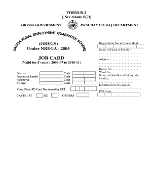 Odisha Job Card  Form