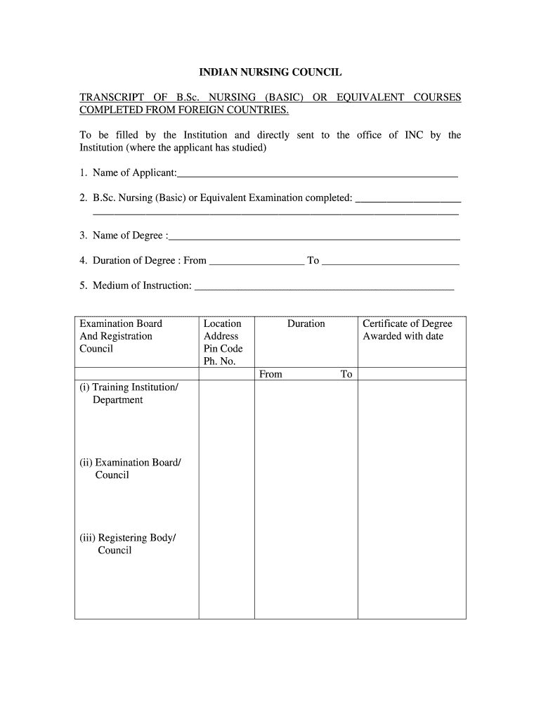 Gnm Nursing Transcript Format