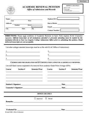 Elac Academic Renewal  Form