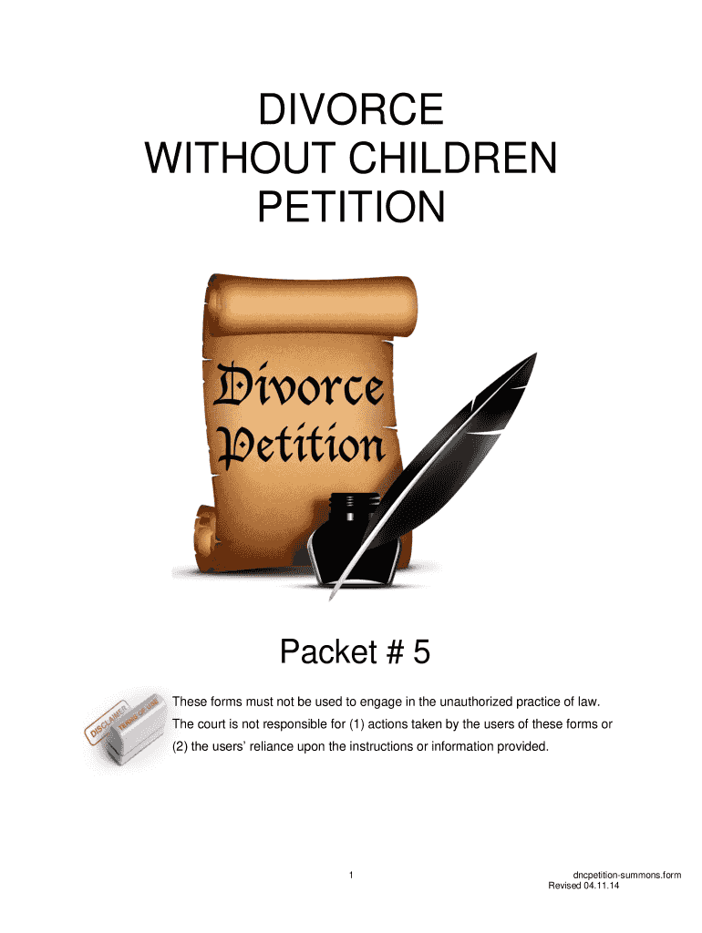 DIVORCE WITHOUT CHILDREN PETITION Packet #5  Sc Pima  Form