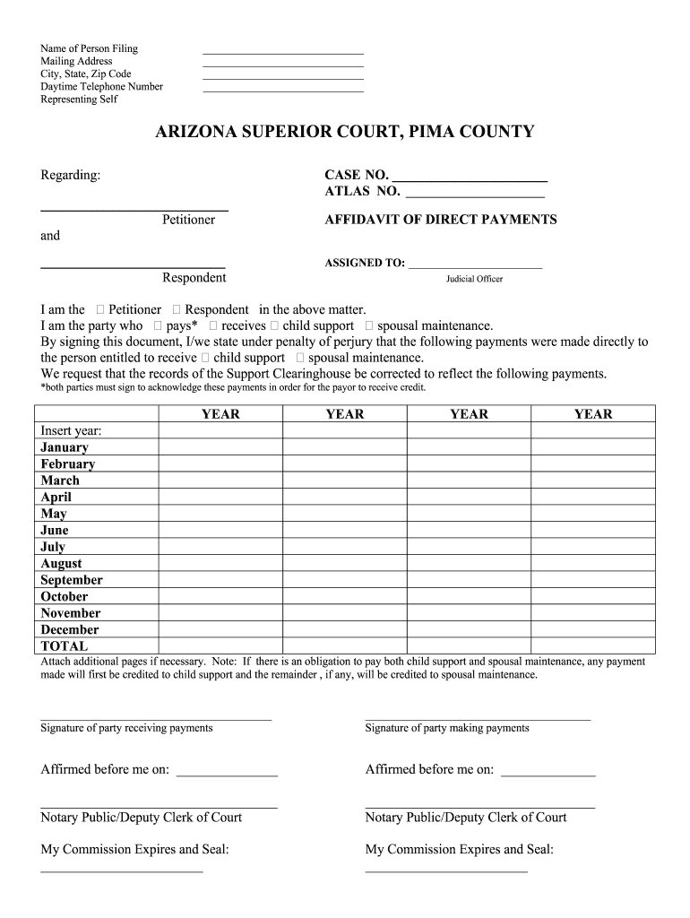 Arizona Affidavit Direct  Form