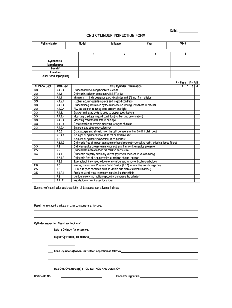 Cng Tank Inspection Form