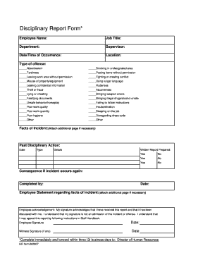 Disciplinary Report Form Offices