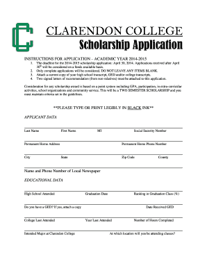  College Scholarship Application 2014-2024