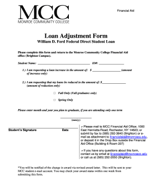 Apply for Loan Increase Monroe Community College Form