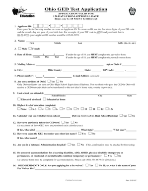 GED Test Application Owens  Form
