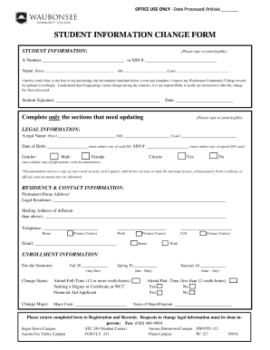 Student Information Change Form Waubonsee Community College Waubonsee