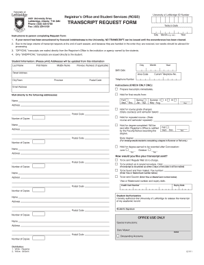 Uleth Transcripts  Form