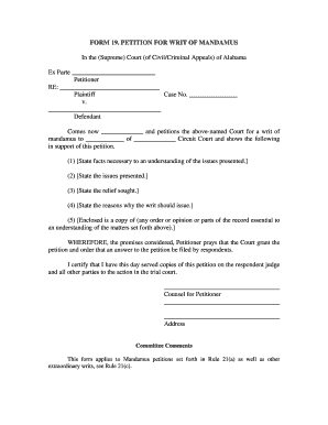 Writ of Mandamus Format PDF