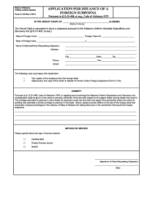 Application for Issuance of a Foreign Subpoena E Forms Alabama Eforms Alacourt