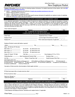 Paychex New Employee Form