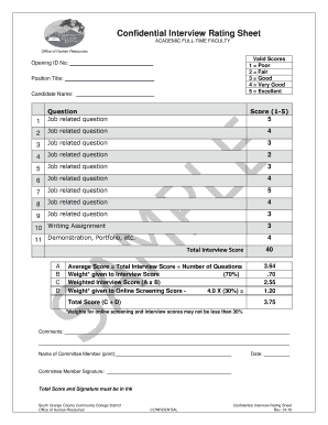 Interview Rating Sheet  Form