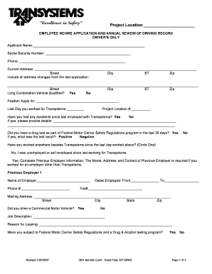 Transystems Rehire Application Form