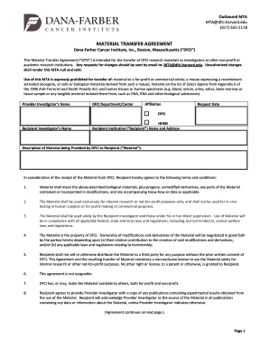 Material Transfer Agreement Template  Form