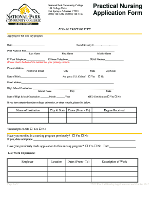  Nursing School Application Form Format 2012-2024
