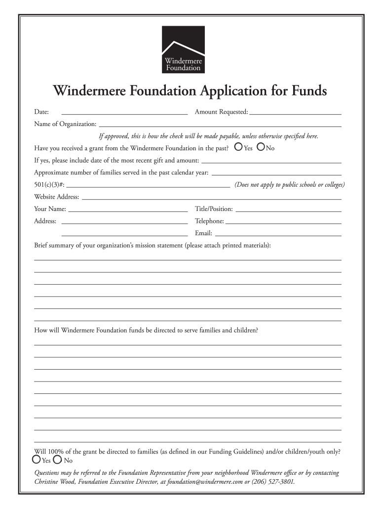 Windermere Foundation  Form