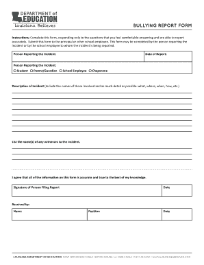 Louisiana Bullying Report Form