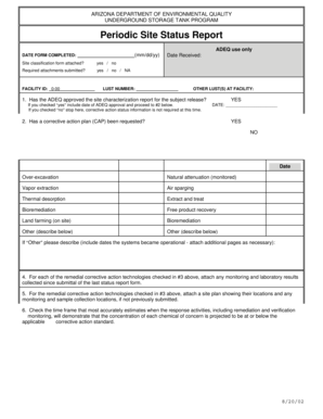 Periodic Site Status Report Environmental Quality Dept Azdeq  Form