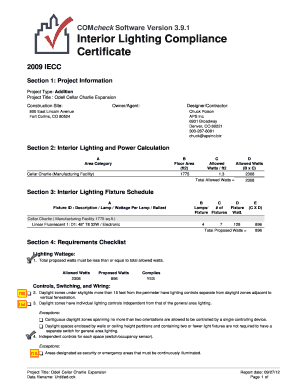 Interior Lighting Compliance BCertificateb  Form