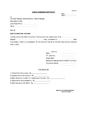Possession Certificate Application Form PDF