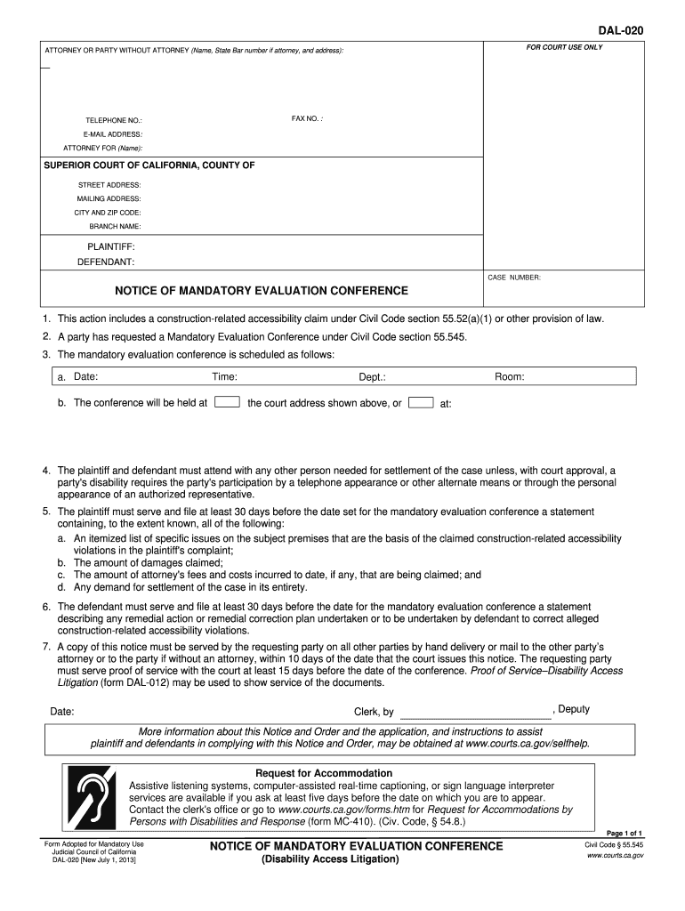 Notice Mandatory Conference  Form