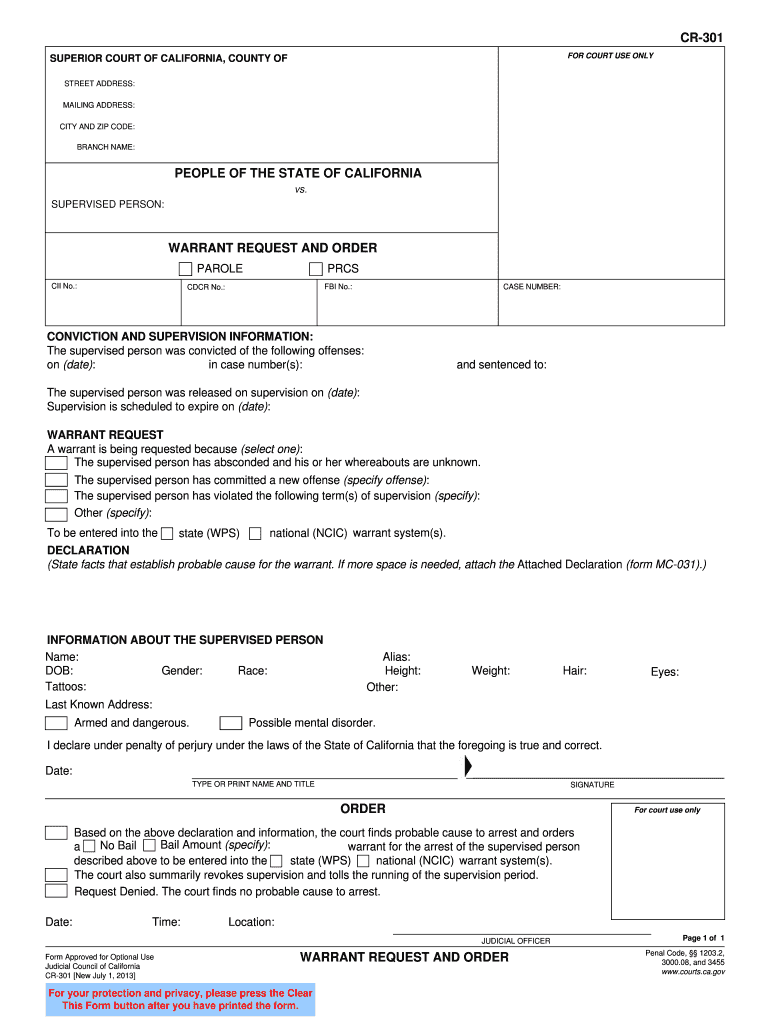 Cr 301  Form