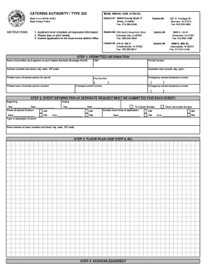 Request to Cater an Event State of Indiana AI  Form