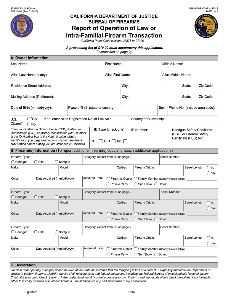  Family Gun Transfer Form 2015-2024