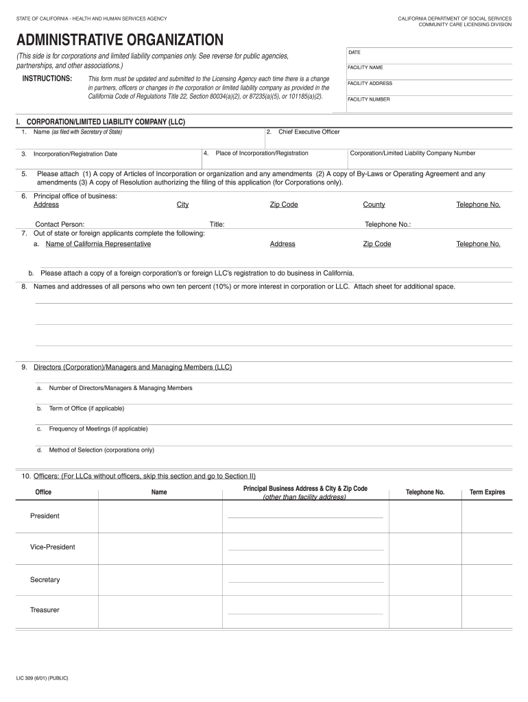 Lic 309  Form