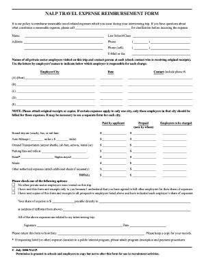 Nalp Reimbursement Form